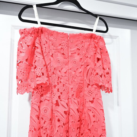 Shoshanna Size 6 Anthropologie Venetian Off the Shoulder Lace Pink Dress - Picture 6 of 10